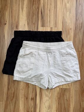 Two pairs of linen blend shorts